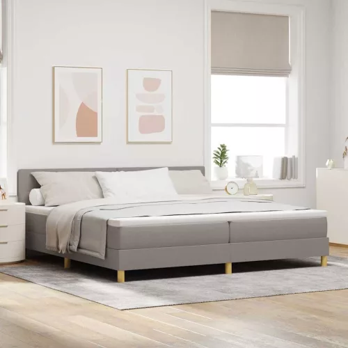 vidaXL LED Box Spring Ágy párnával Tópszínű 200 x 200 cm szövet