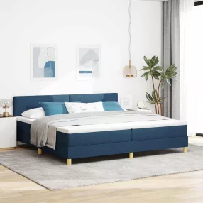   vidaXL LED Box Spring Ágy LED szalagokkal Kék 200 x 200 cm szövet