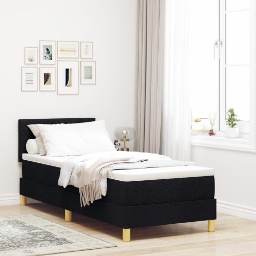 Boxspring ágy matraccal és LED-del - Fekete 80x200 cm Szövet