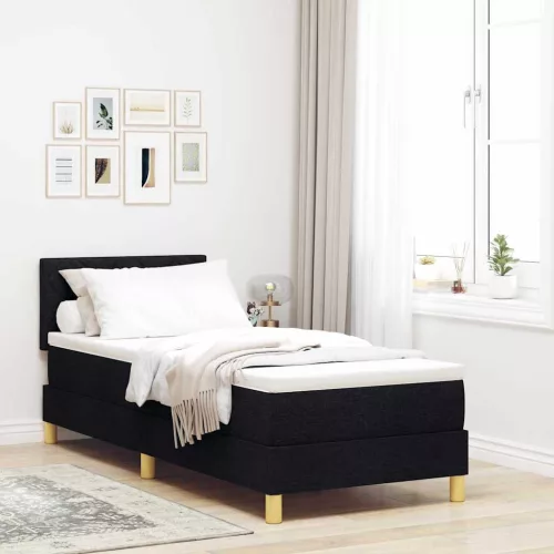 vidaXL LED Box Spring Ágy párnával Fekete 80 x 200 cm szövet