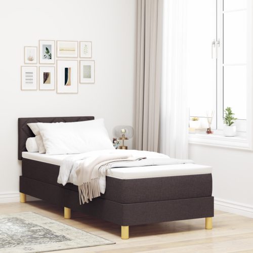 Boxspring ágy matraccal & LED világítással, sötétbarna, 80x200 cm, textil