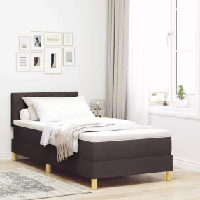   vidaXL LED Box Spring Ágy fejtámlával Sötét Barna 90 x 200 cm szövet