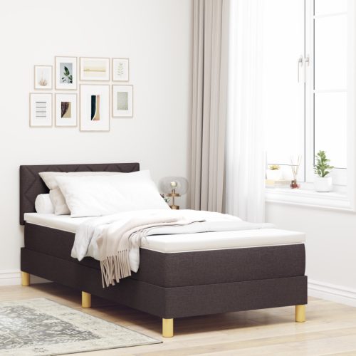 Box Spring Ágy Matrackal & LED Sötétbarna 100x200 cm Szövet