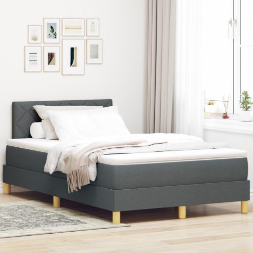Box Spring Ágy Matrac és LED Sötétszürke 120x190 cm Szövet