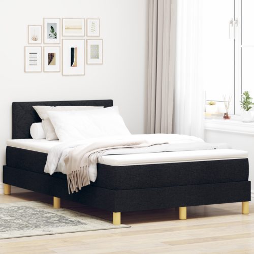 Box Spring Ágy Matrac és LED Fekete 120x200 cm Szövet