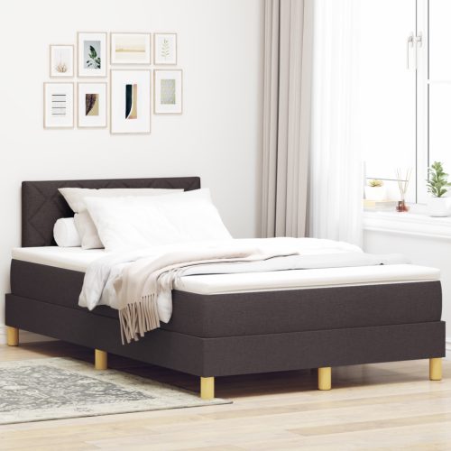 Box Spring Ágy Matraccal & LED Sötétbarna 120x200 cm Szövet