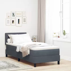   vidaXL LED Box Spring Ágy matracmal Sötétszürke 80 x 200 cm Bársony