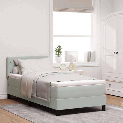 Boxspring Ágy Mattal és LED Fénnyel Szürke 100x200 cm Bársony