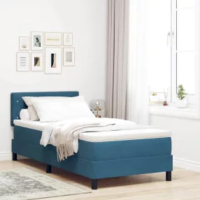   vidaXL LED Box Spring Ágy matracmal Sötét kék 100 x 200 cm Bársony