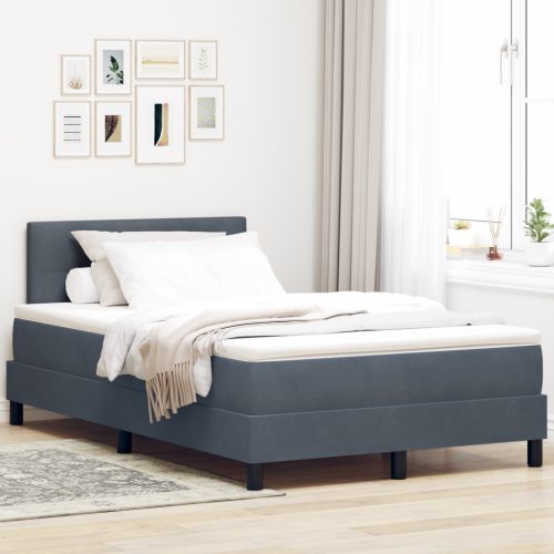 Box Spring Ágy Matraccal & LED Sötét Szürke 120x190 cm Bársony