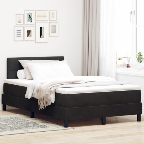 Box Spring Ágy Matraccal & LED Fekete 120x190 cm Bársony
