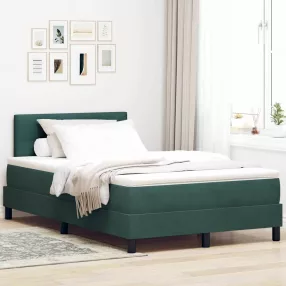   vidaXL LED Box Spring Ágy matracmal Sötétzöld 120 x 200 cm Bársony