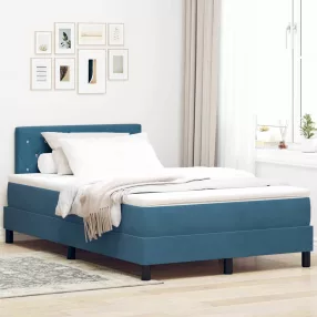   vidaXL LED Box Spring Ágy matracmal Sötét kék 120 x 200 cm Bársony
