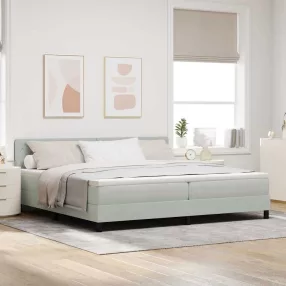   LED Box Spring Ágy matracmal Világosszürke 200 x 200 cm Bársony