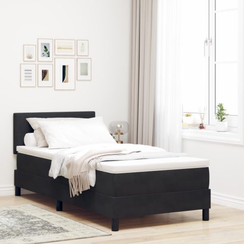 Boxspring Ágy Matraccal és LED-del Fekete 90x190 cm Bársonyos