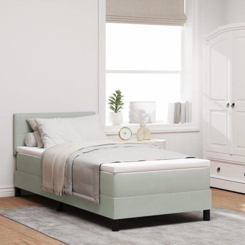 Boxspring Ágy Mattress-szel és LED Fénnyel Szürke 90x200 cm Bársony