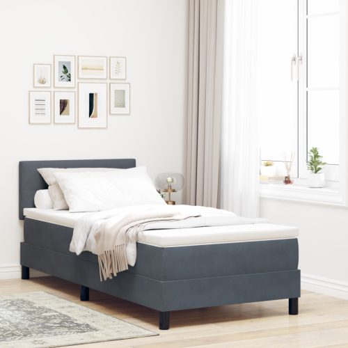 Boxspring Ágy Matrac & LED Sötétszürke 100x200 cm Bársony