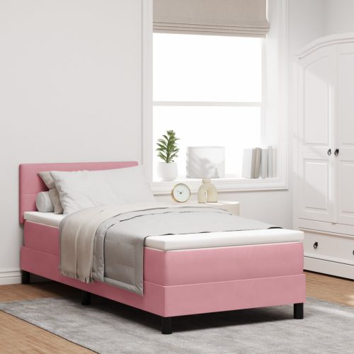Box Spring Ágy Matraccal & LED Rózsaszín 120x190 cm Bársony