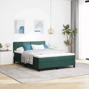   vidaXL LED Box Spring Ágy matracmal Sötétzöld 160 x 200 cm Bársony