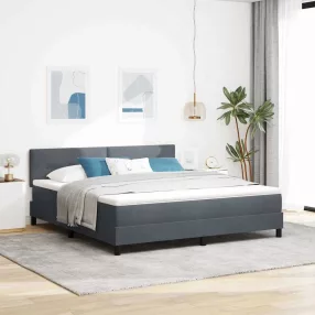   vidaXL LED Box Spring Ágy matracmal Sötétszürke 180 x 200 cm Bársony