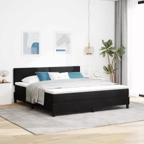   vidaXL LED Box Spring Ágy matracmal leddel Fekete 180 x 200 cm Bársony
