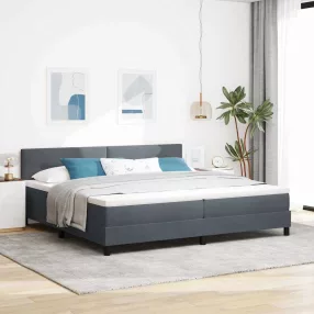   vidaXL LED Box Spring Ágy matracmal Sötétszürke 200 x 200 cm Bársony
