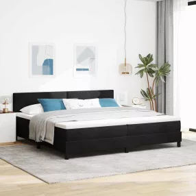   vidaXL LED Box Spring Ágy matracmal leddel Fekete 200 x 200 cm Bársony