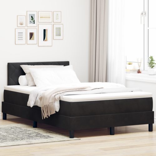 Boxspring Ágy Mattal és LED-del Fekete 120x200 cm Bársonyos