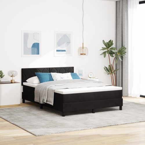 Boxspring Ágy Matrac & LED Fekete 140x190 cm Bársonyos