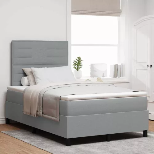 vidaXL Boxrugós ágy matracmal leddel Világosszürke 120 x 190 cm szövet