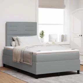   vidaXL Boxrugós ágy matracmal leddel Világosszürke 120 x 200 cm szövet