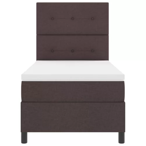 vidaXL Boxrugós ágy matracmal leddel sötétbarna 80 x 200 cm szövet