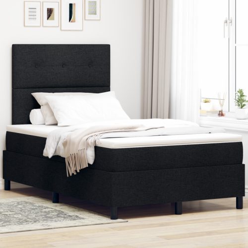 Rugós ágy matraccal és LED-del - Fekete, 120 x 190 cm, Szövet