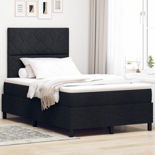 Rugós ágy matraccal és LED - Fekete - 120x190 cm - Szövet