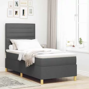   vidaXL LED Box Spring Ágy matracmal Sötétszürke 80 x 200 cm szövet