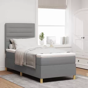   vidaXL LED Box Spring Ágy matracmal Világosszürke 100 x 200 cm szövet