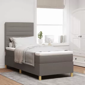   vidaXL LED Box Spring Ágy matracmal Tópszínű 100 x 200 cm szövet