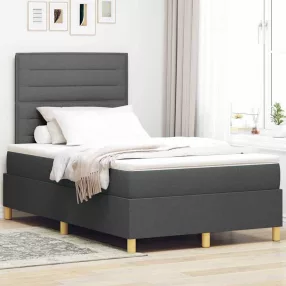   vidaXL LED Box Spring Ágy matracmal Sötétszürke 120 x 190 cm szövet