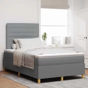   vidaXL LED Box Spring Ágy matracmal Világosszürke 120 x 200 cm szövet
