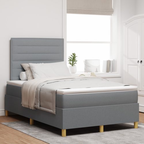 Box Spring Ágy Matraccal és LED Fény Szürke 120x200 cm Szövet