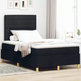   vidaXL LED Box Spring Ágy matracmal Fekete 120 x 200 cm szövet
