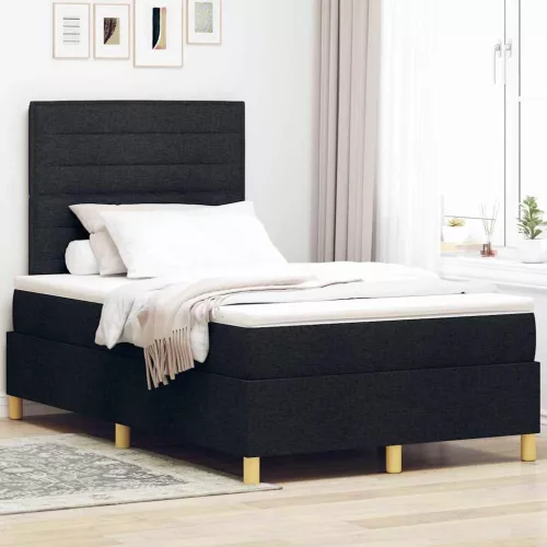vidaXL LED Box Spring Ágy matracmal Fekete 120 x 200 cm szövet