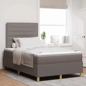   vidaXL LED Box Spring Ágy matracmal Tópszínű 120 x 200 cm szövet