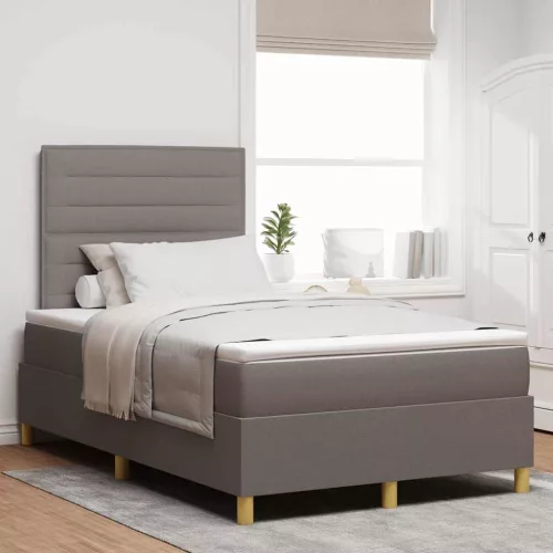 vidaXL LED Box Spring Ágy matracmal Tópszínű 120 x 200 cm szövet