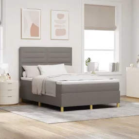   vidaXL LED Box Spring Ágy matracmal Tópszínű 140 x 200 cm szövet