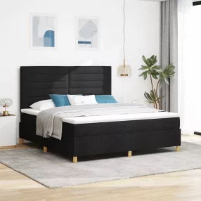   vidaXL LED Box Spring Ágy matracmal Fekete 180 x 200 cm szövet
