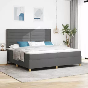   vidaXL LED Box Spring Ágy matracmal Sötétszürke 200 x 200 cm szövet