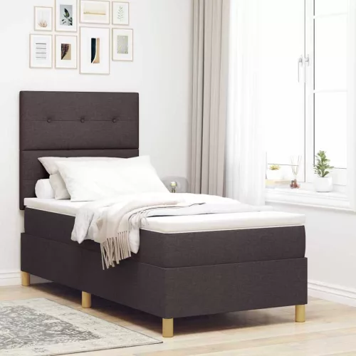 vidaXL LED Box Spring Ágy matracmal Sötét Barna 80 x 200 cm szövet