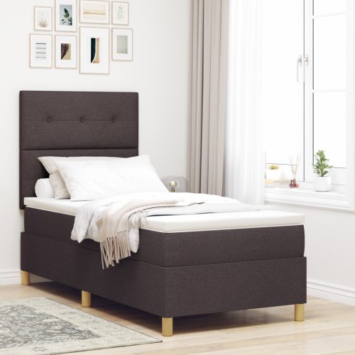 Boxspring Ágy Mattal & LED Sötétbarna 90x200 cm Szövet