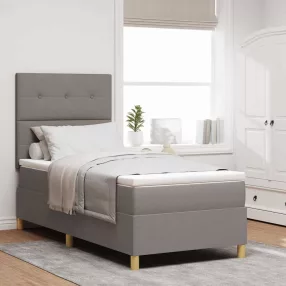   vidaXL LED Box Spring Ágy matracmal Tópszínű 90 x 200 cm szövet